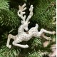 Олень Новогодний 14см Белый Бархат Елочная Украшение, Новогодняя Игрушка, Рождественский Декор