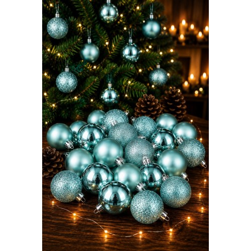 Ёлочные шары 60 мм, набор 12 шт, морская волна