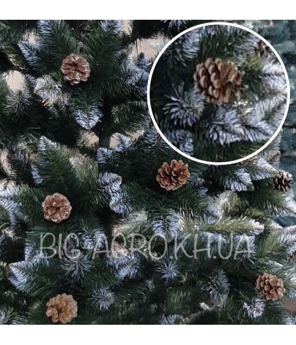 Ель Царская Элитная с Шишками 4,00м/400см ПВХ Искусственная Зеленая Белые Кончики