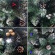 Елка искусственная Королевская 130 см с шишками и синим жемчугом, зеленая с белыми кончиками.