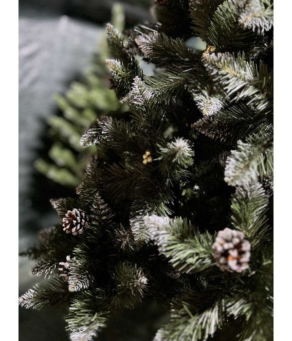 Елка Королевская искусственная Элитная 150 см с шишками и золотым жемчугом.